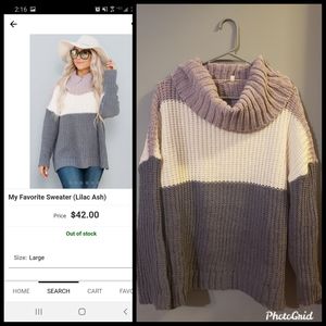 Cowl-Neck, Color-block, Chenille Sweater